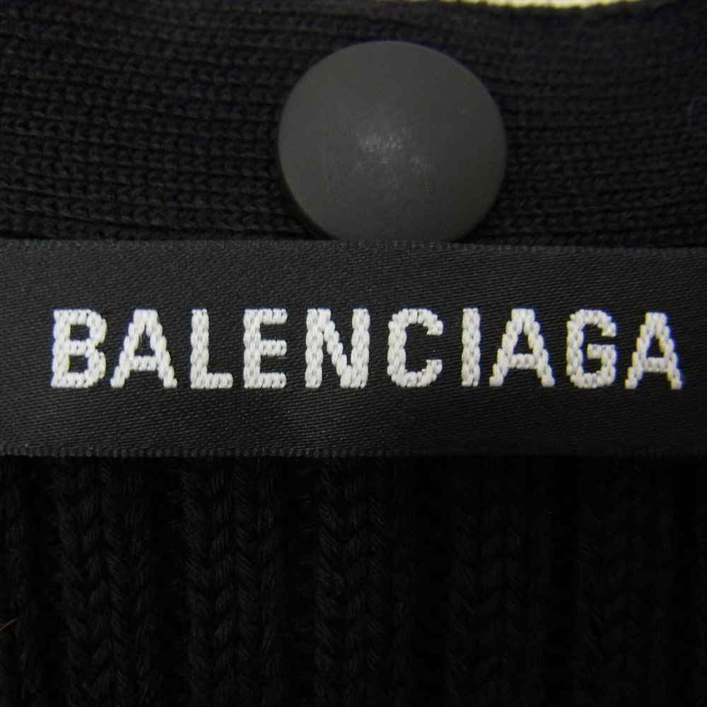 BALENCIAGA バレンシアガ 20SS 606898 T3162 BB CARDIGAN バックBBロゴ ボーダー スナップ カーディガン ブラック系 L【美品】【中古】