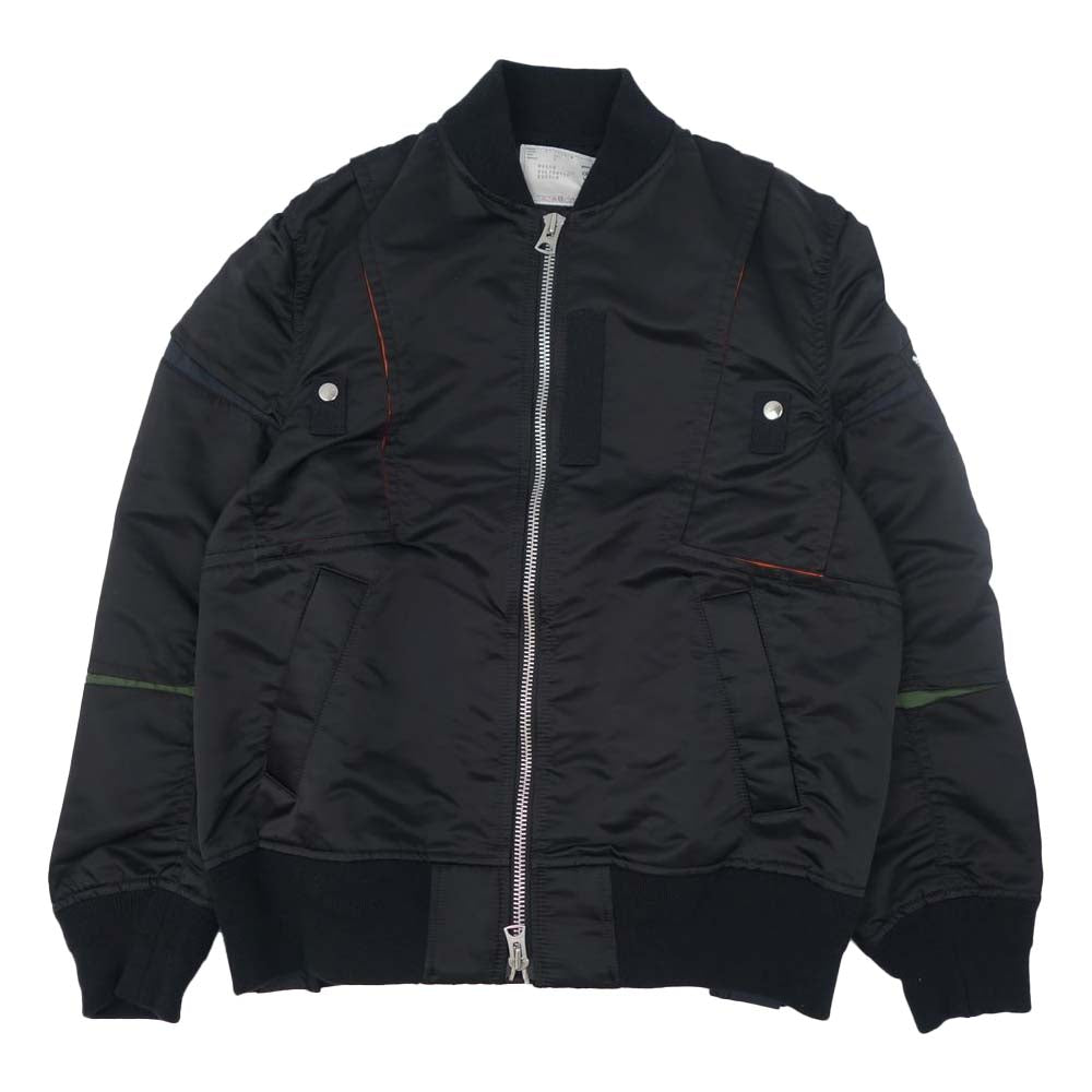 Sacai サカイ 21AW 21-02581M Nylon Twill Blouson ナイロンツイル MA-1 ブルゾン ブラック系 3【美品】【中古】