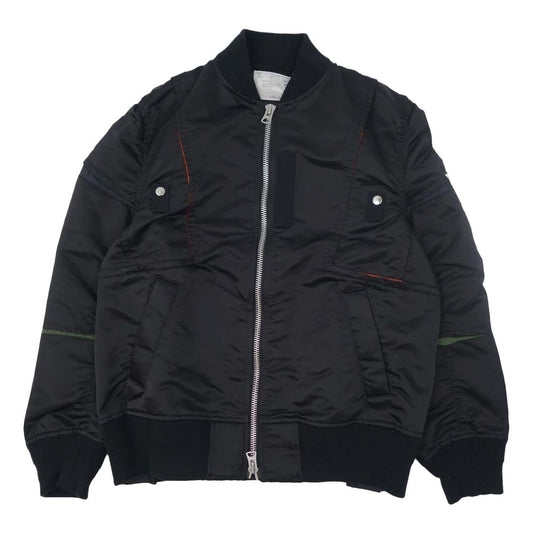 Sacai サカイ 21AW 21-02581M Nylon Twill Blouson ナイロンツイル MA-1 ブルゾン ブラック系 3【美品】【中古】