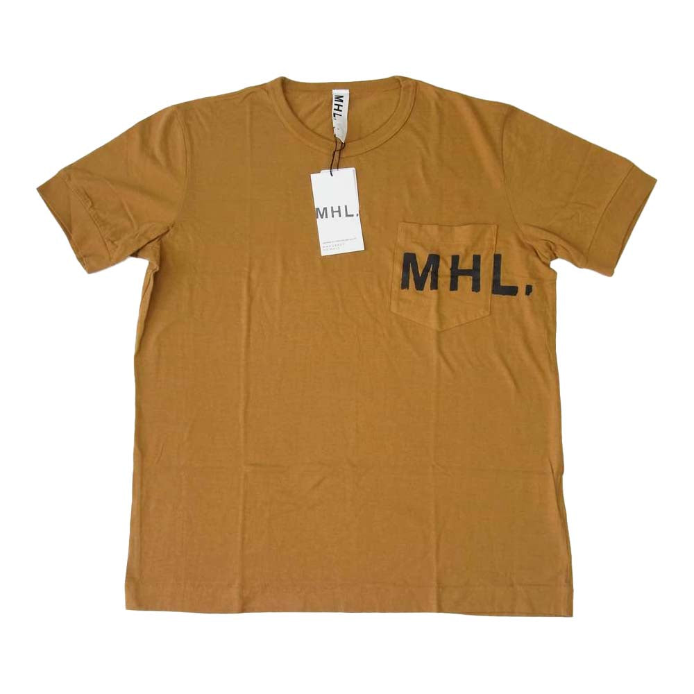 エムエイチエル printed cotton jersey ポケット Ｔシャツ ブラウン系 L【新古品】【未使用】【中古】