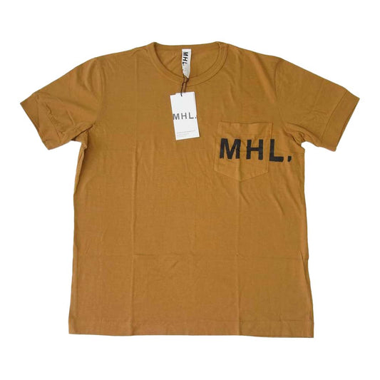 エムエイチエル printed cotton jersey ポケット Ｔシャツ ブラウン系 L【新古品】【未使用】【中古】
