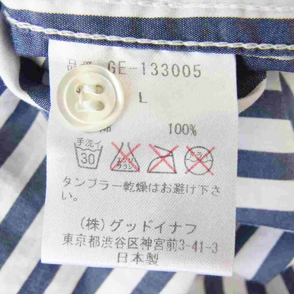 GOODENOUGH グッドイナフ GE-133005 バックロゴ ストライプ シャツ ホワイト系 ネイビー系 L【中古】