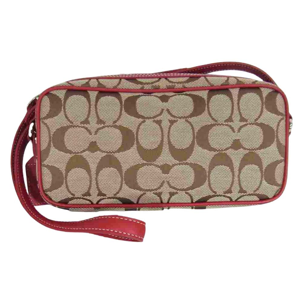 COACH コーチ 6616 シグネチャー ショルダーバッグ レッド ブラウン系【中古】