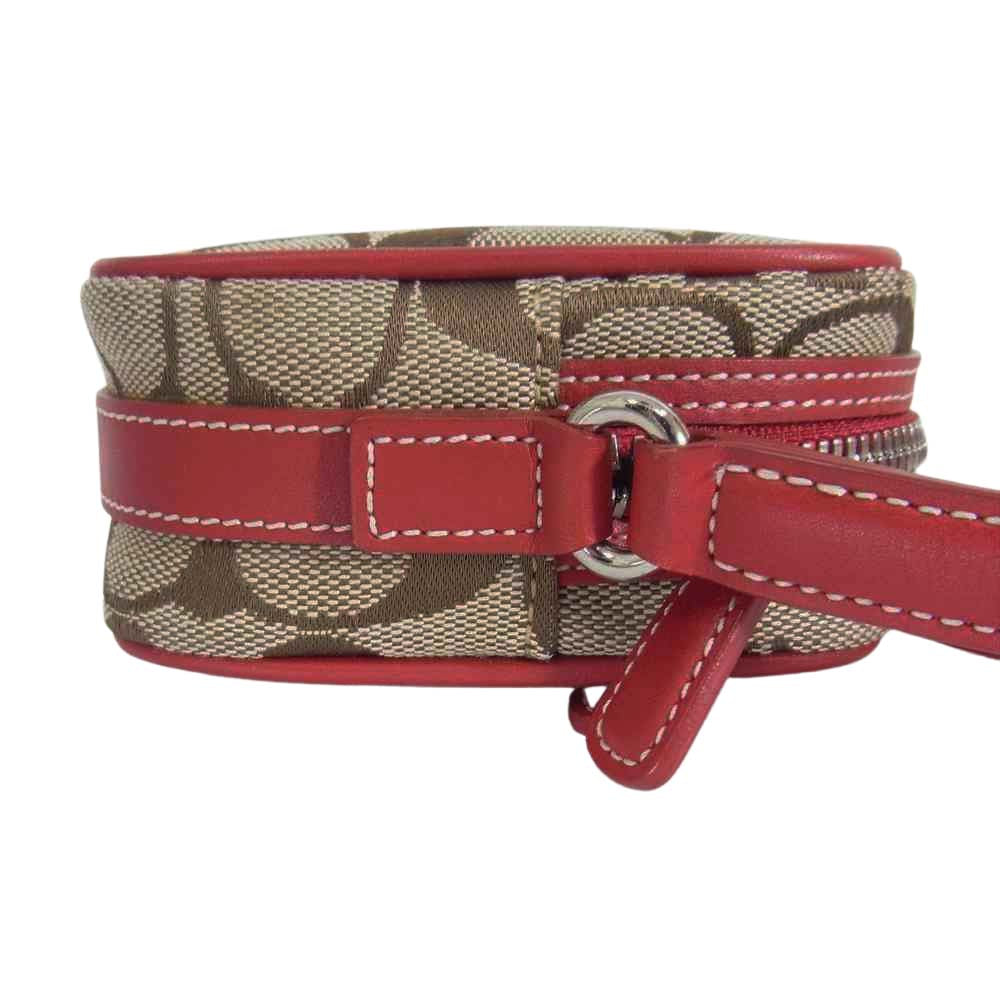 COACH コーチ 6616 シグネチャー ショルダーバッグ レッド ブラウン系【中古】