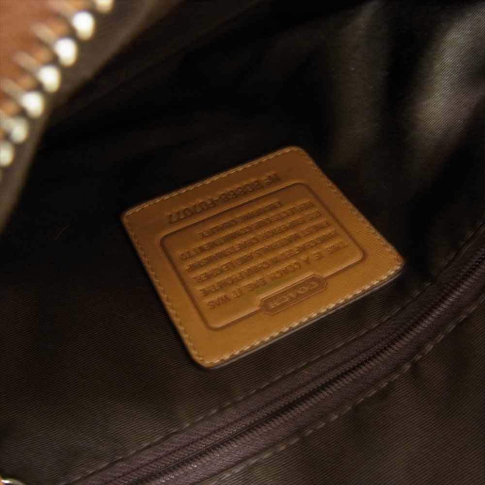 COACH コーチ F07077 シグネチャー キャンバス ショルダー バッグ ブラウン系【中古】