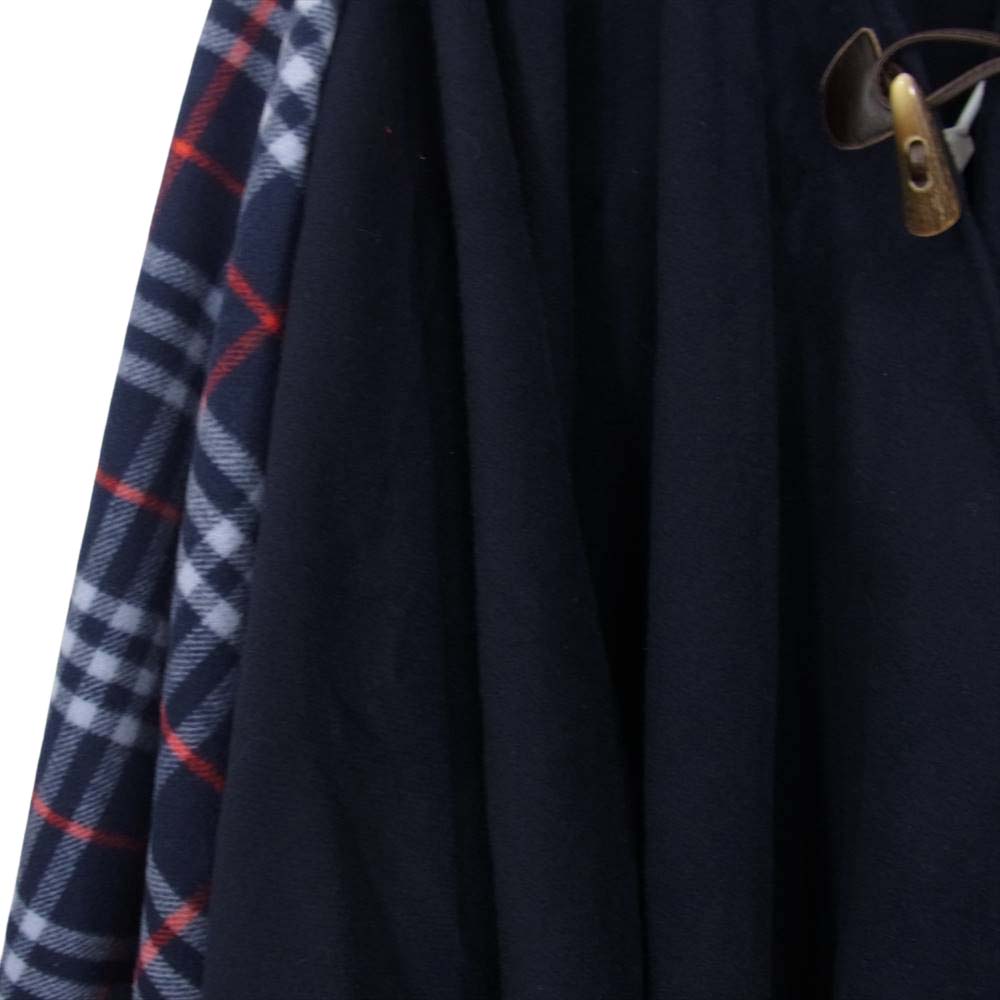 BURBERRY バーバリー チェック ウール ポンチョ ネイビー系【中古】