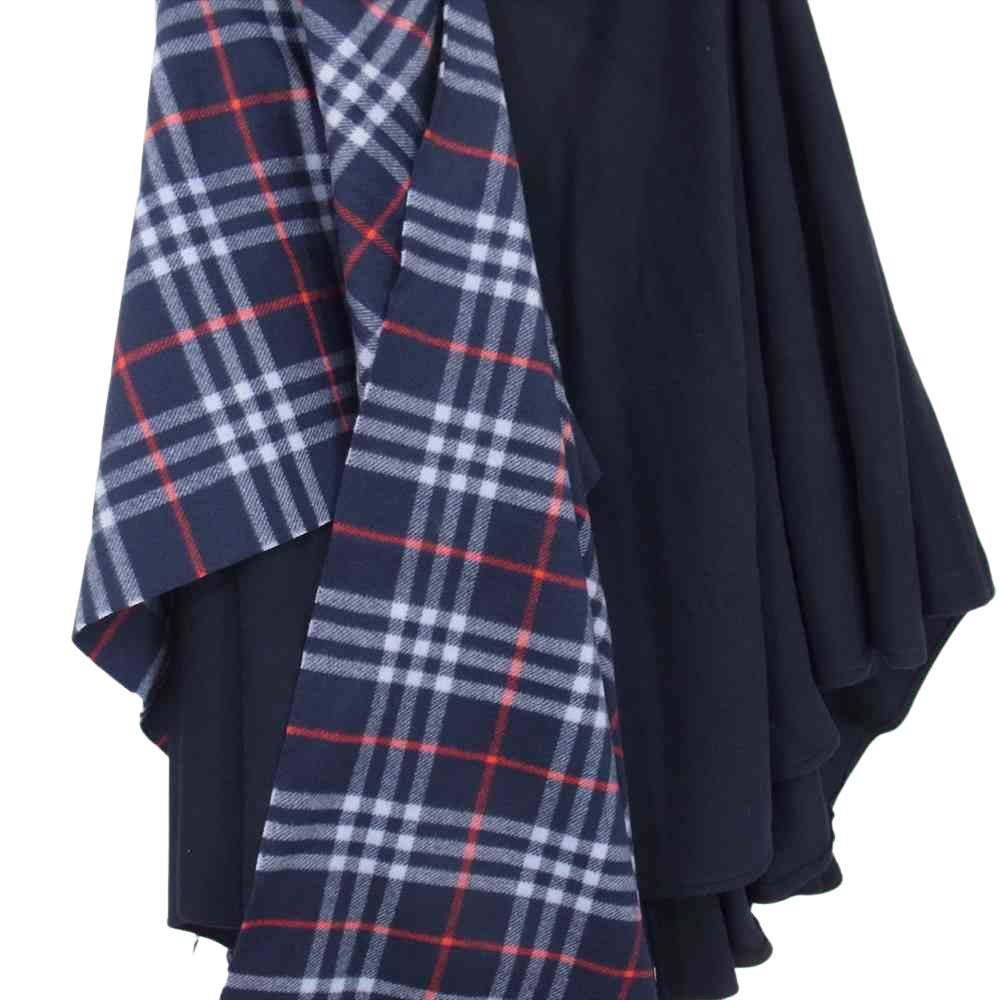 BURBERRY バーバリー チェック ウール ポンチョ ネイビー系【中古