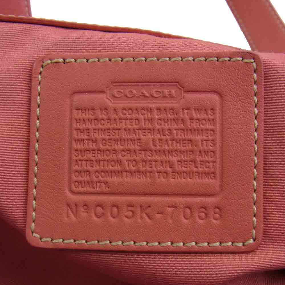 COACH コーチ シグネチャー キャンバス トート バッグ ベージュ系 ピンク系【中古】