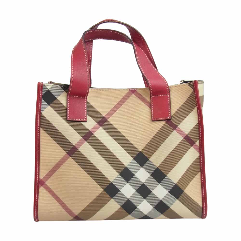 BURBERRY バーバリー LONDON ノヴァチェック ハンドバッグ ベージュ系 レッド系【中古】
