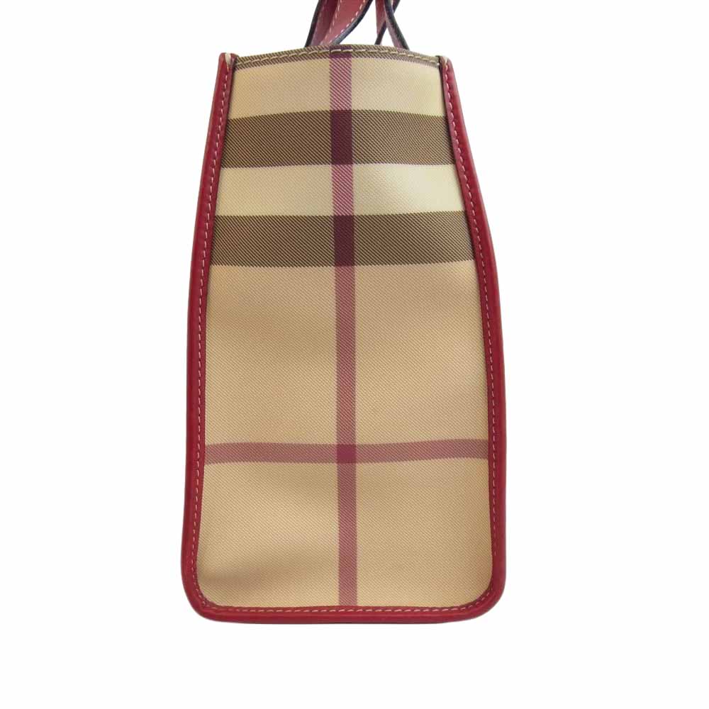 BURBERRY バーバリー LONDON ノヴァチェック ハンドバッグ ベージュ系 レッド系【中古】