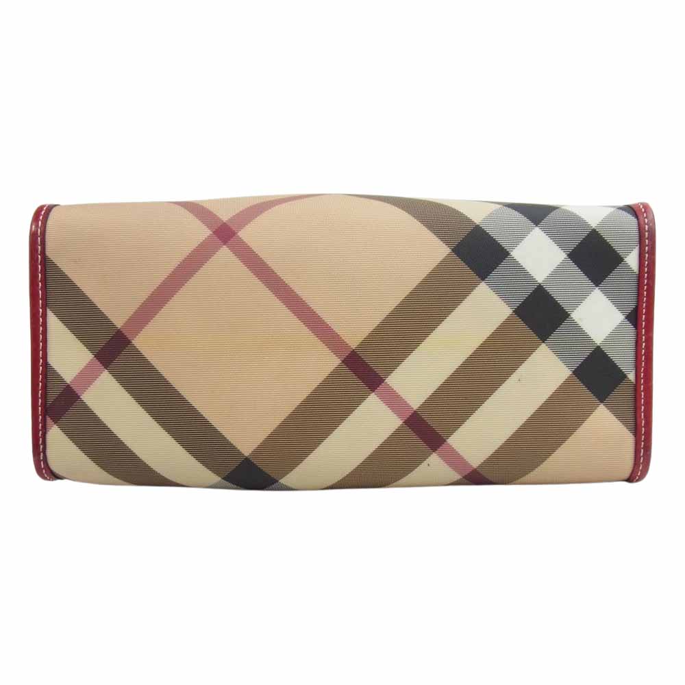 BURBERRY バーバリー LONDON ノヴァチェック ハンドバッグ ベージュ系 レッド系【中古】