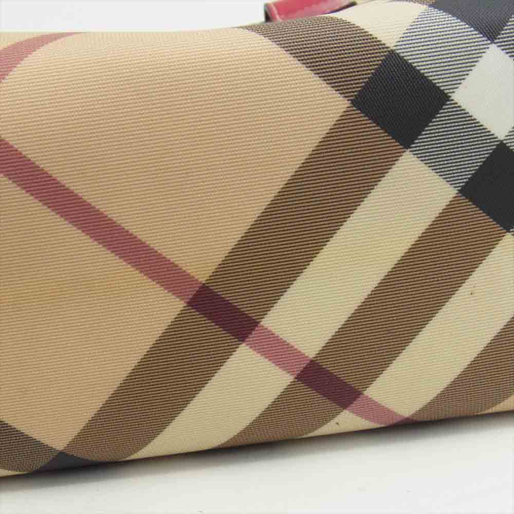 BURBERRY バーバリー LONDON ノヴァチェック ハンドバッグ ベージュ系 レッド系【中古】