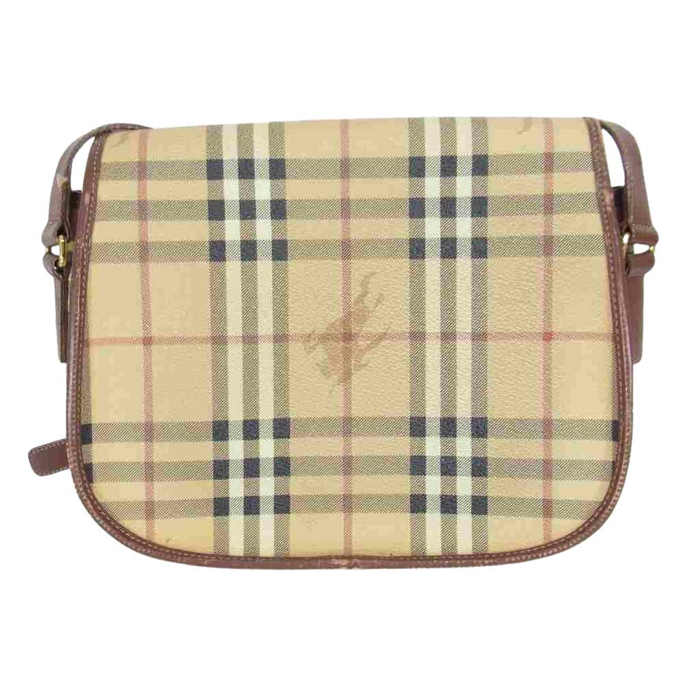BURBERRY バーバリー LONDON ノバチェック フラップ ショルダーバッグ ブラウン系【中古】