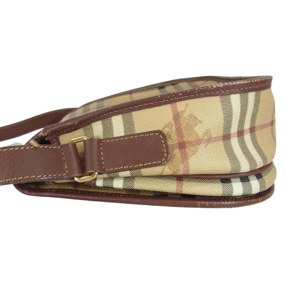 BURBERRY バーバリー LONDON ノバチェック フラップ ショルダーバッグ ブラウン系【中古】