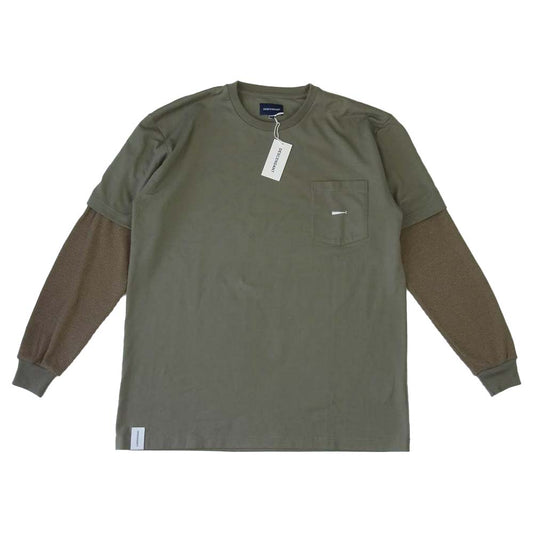 DESCENDANT ディセンダント 19SS 191ATDS-CSM42 MILITIA LAYERED TEE レイヤード サーマル Ｔシャツ OLIVE オリーブ系 2【新古品】【未使用】【中古】