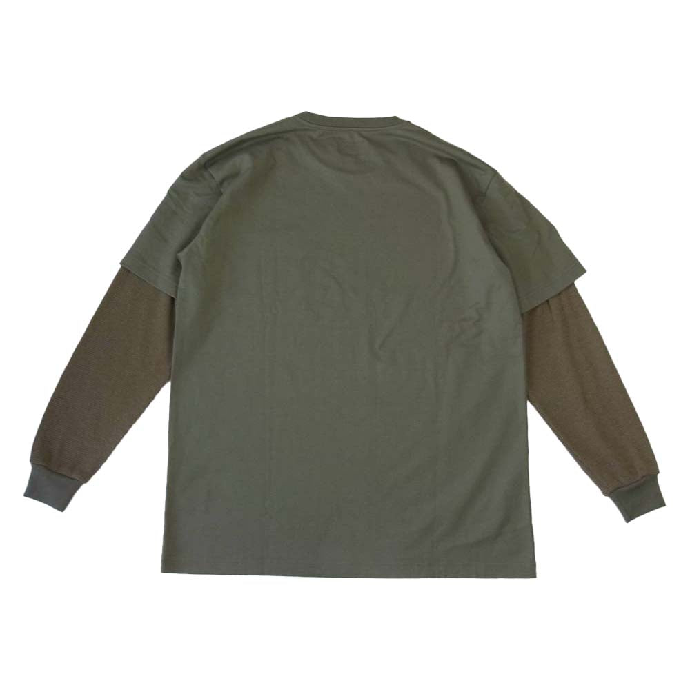 DESCENDANT ディセンダント 19SS 191ATDS-CSM42 MILITIA LAYERED TEE レイヤード サーマル Ｔシャツ OLIVE オリーブ系 2【新古品】【未使用】【中古】
