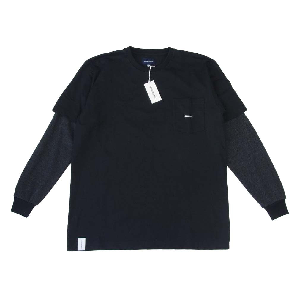 DESCENDANT ディセンダント 19SS 191ATDS-CSM42 MILITIA LAYERED TEE レイヤード サーマル Ｔシャツ BLACK ブラック系 2【新古品】【未使用】【中古】