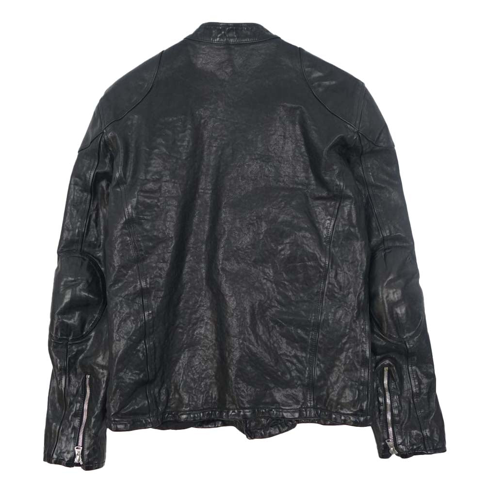 ISAMUKATAYAMA BACKLASH イサムカタヤマバックラッシュ 1842-01 フレンチショルダー製品染め ワックス仕上げ セミダブルライダース ブラック系 M【美品】【中古】