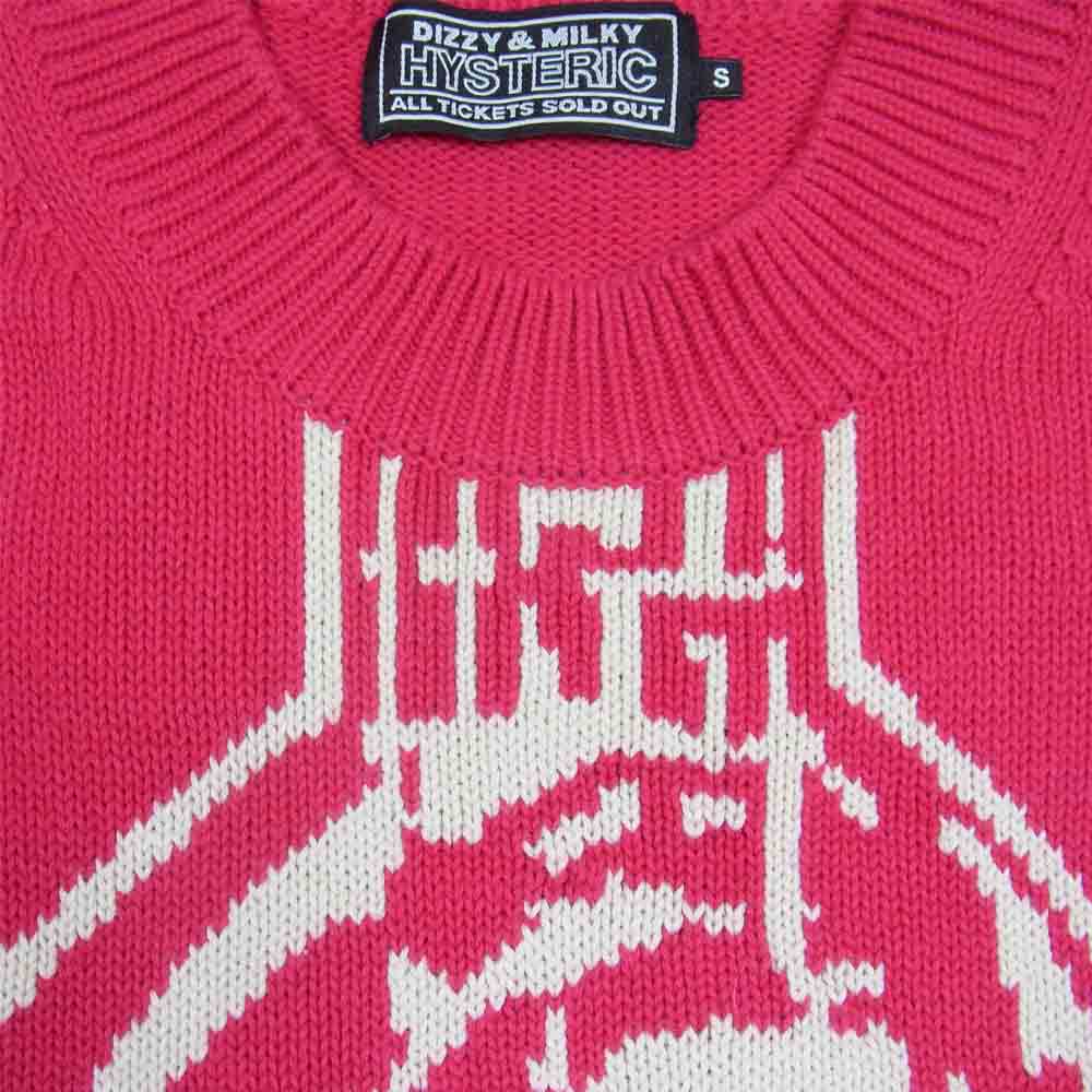 HYSTERIC GLAMOUR ヒステリックグラマー 02213NS06 GUITAR GIRL 編込 ギター ガール プルオーバー ニット ピンク系 S【中古】