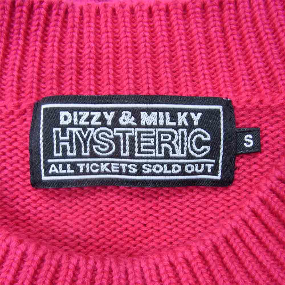 HYSTERIC GLAMOUR ヒステリックグラマー 02213NS06 GUITAR GIRL 編込 ギター ガール プルオーバー ニット ピンク系 S【中古】
