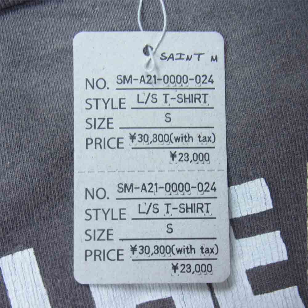 セントマイケル 21AW SM-A21-0000024 LS TEE EYES W.I.H ヴィンテージ加工 アイズ プリント 長袖Tシャツ チャコール系 S【新古品】【未使用】【中古】