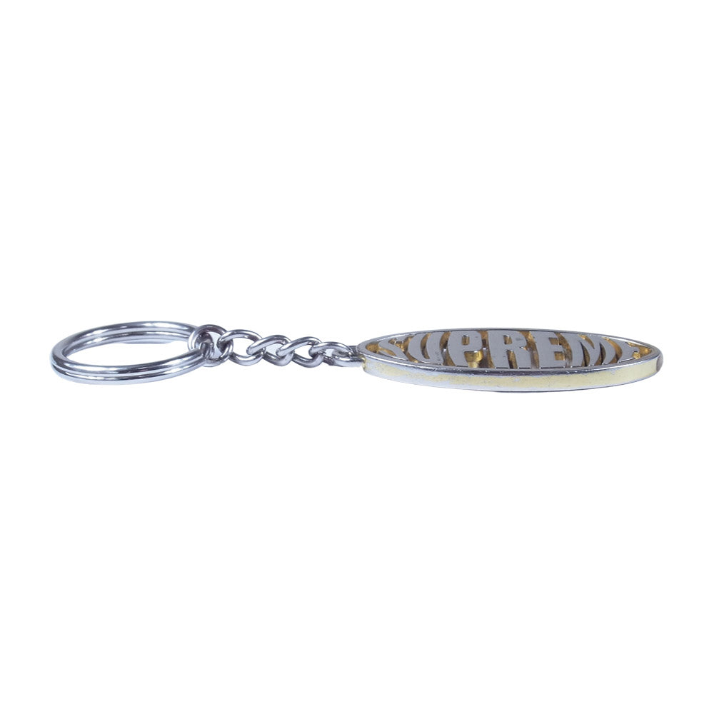 Supreme シュプリーム 17SS Oval Logo Keychain ロゴ キーホルダー シルバー系【中古】