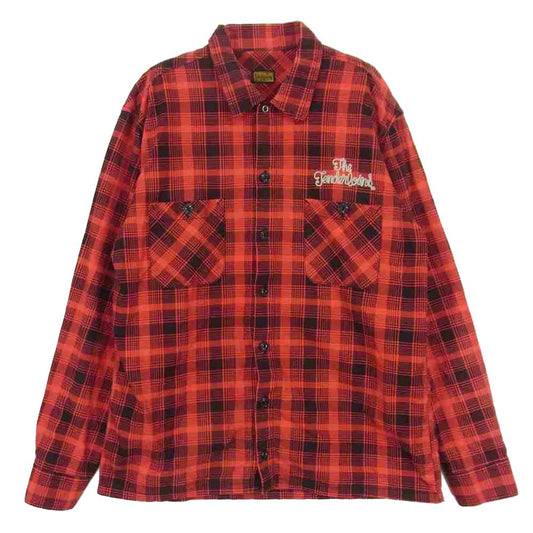 TENDERLOIN テンダーロイン プリントフランネル チェーン刺繍 チェック シャツ レッド系 S【中古】
