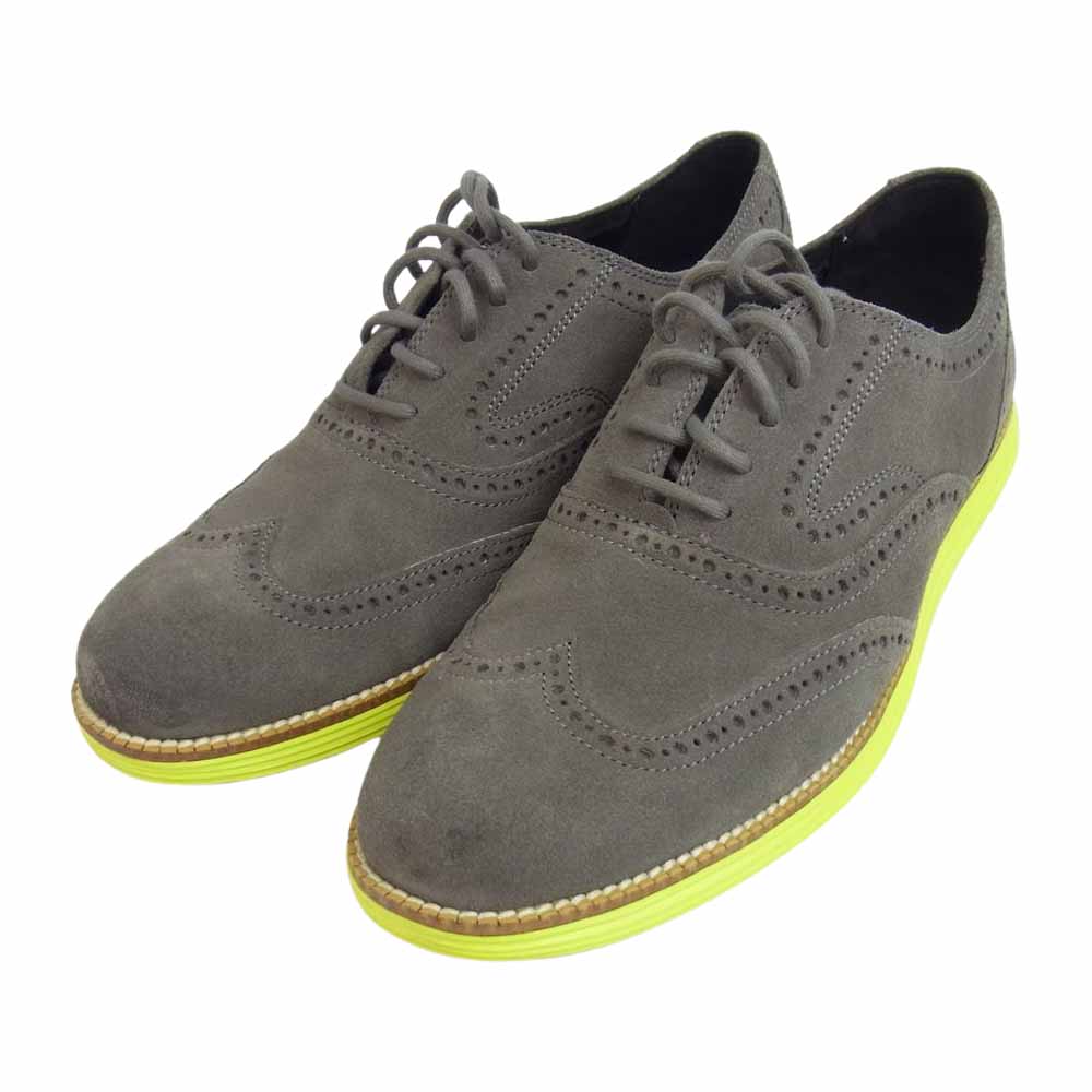 COLE HAAN コールハーン C21131 LUNARGRAND WINGTIP ウィングチップ スエード スニーカー グレー系 8M【美品】【中古】