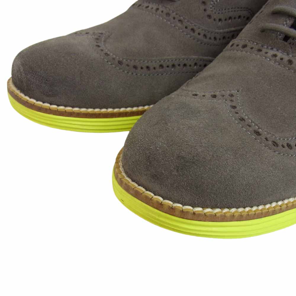 COLE HAAN コールハーン C21131 LUNARGRAND WINGTIP ウィングチップ スエード スニーカー グレー系 8M【美品】【中古】