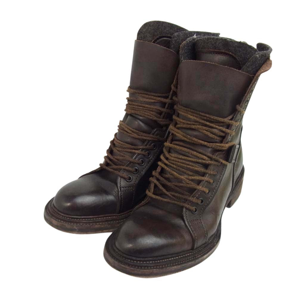 ZUCCa ズッカ AJ653 レザーアップ バック ジップ ブーツ  ブラウン系 S【中古】
