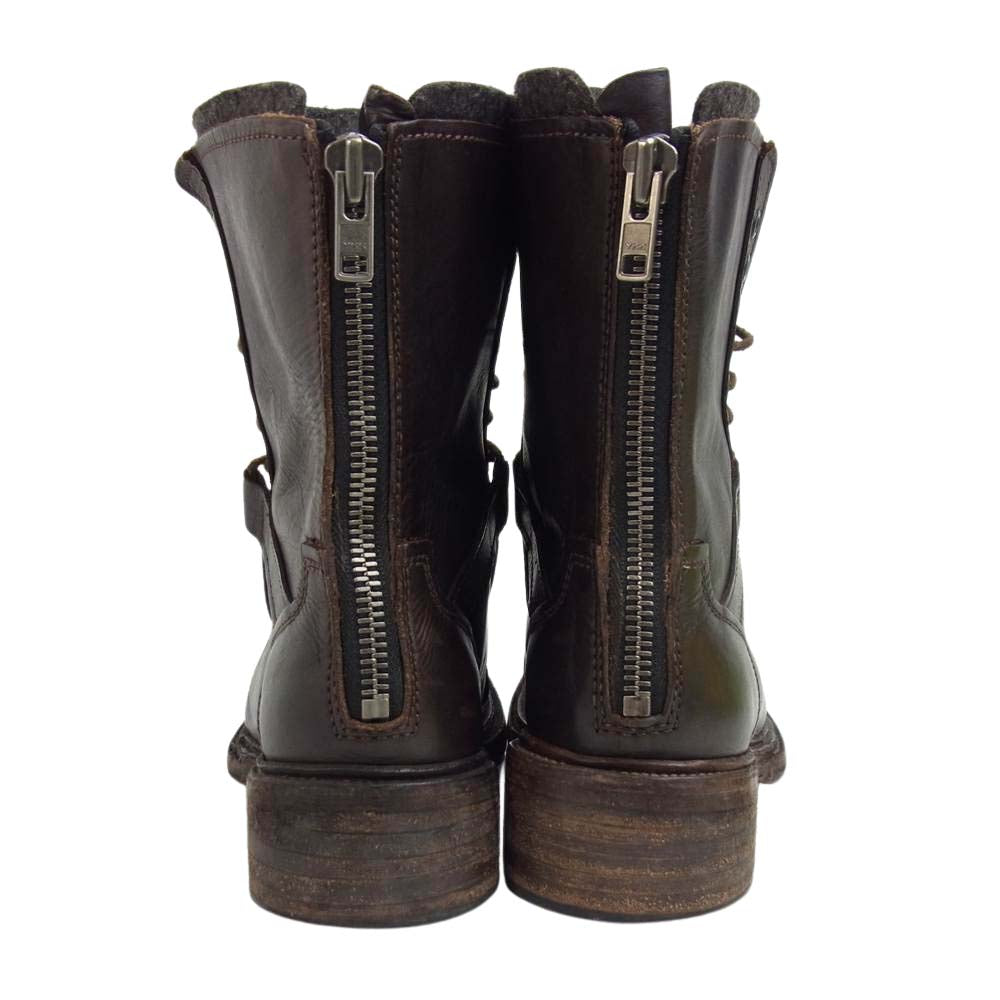 ZUCCa ズッカ AJ653 レザーアップ バック ジップ ブーツ  ブラウン系 S【中古】