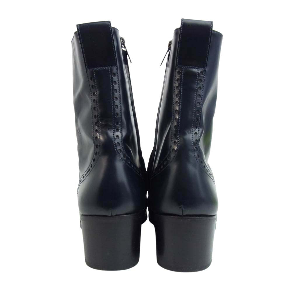 YVES SAINT LAURENT イヴサンローラン 175937 Rive Gauche リヴ ゴーシュ イタリア製 サイドジップ ジョニー ブーツ ネイビー系 42【中古】