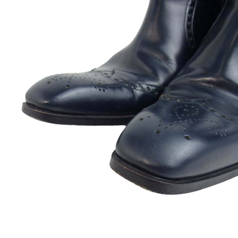 YVES SAINT LAURENT イヴサンローラン 175937 Rive Gauche リヴ ゴーシュ イタリア製 サイドジップ ジョニー ブーツ ネイビー系 42【中古】