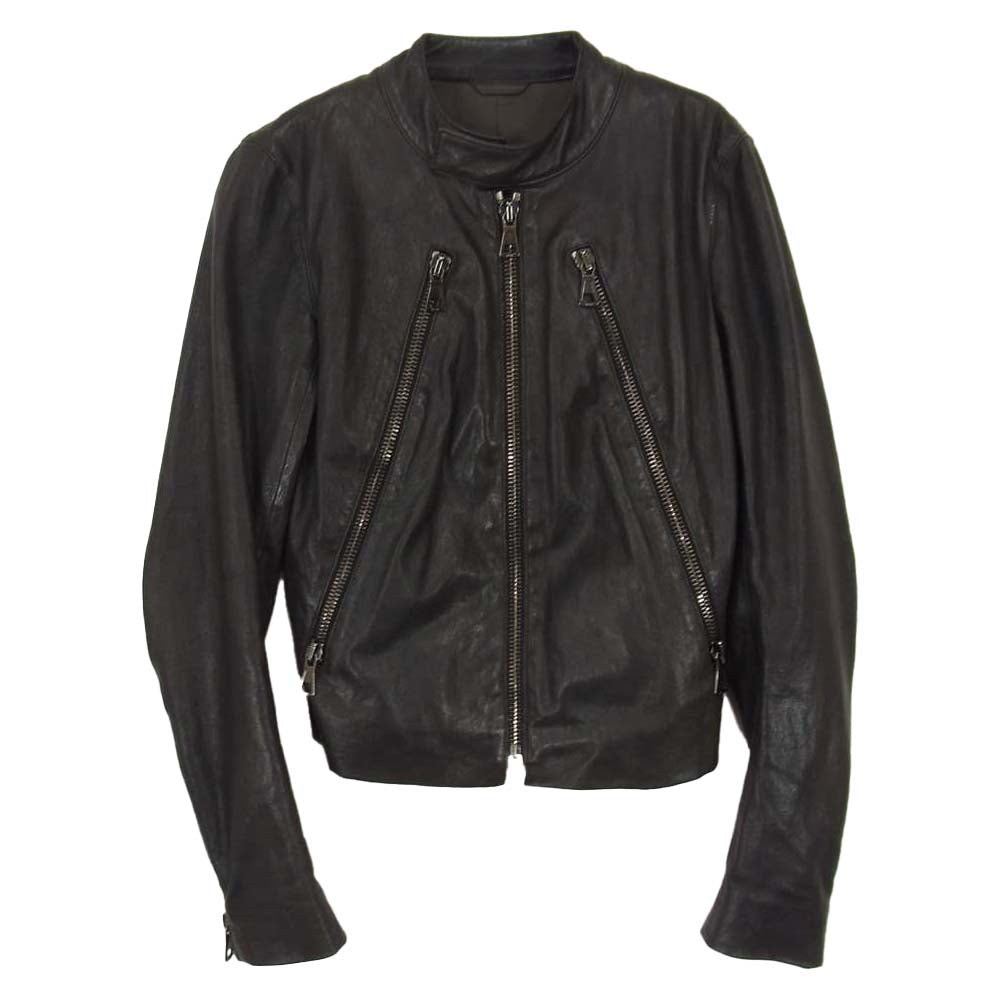MAISON MARGIELA メゾンマルジェラ 4ライン 国内正規品 ここのえタグ ラムレザー 八の字 ライダース ブラック系 36【中古】