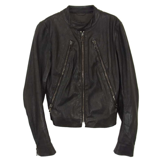 MAISON MARGIELA メゾンマルジェラ 4ライン 国内正規品 ここのえタグ ラムレザー 八の字 ライダース ブラック系 36【中古】