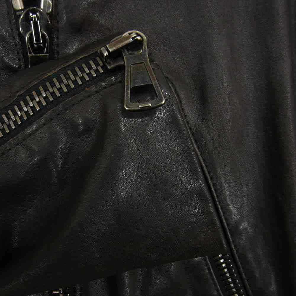 MAISON MARGIELA メゾンマルジェラ 4ライン 国内正規品 ここのえタグ ラムレザー 八の字 ライダース ブラック系 36【中古】