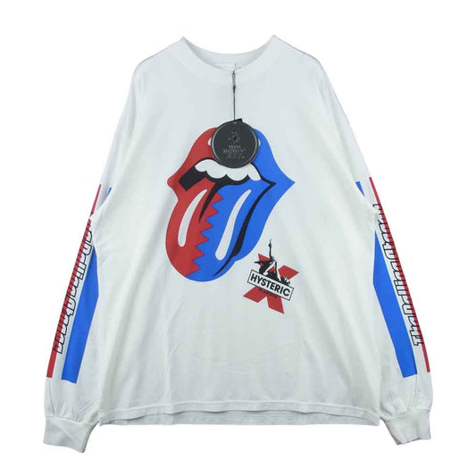 HYSTERIC GLAMOUR ヒステリックグラマー 06213CL03 XXX THE ROLLING STONES STEEL WHEELS 1989 ローリングストーンズ Tシャツ ホワイト系 L【新古品】【未使用】【中古】