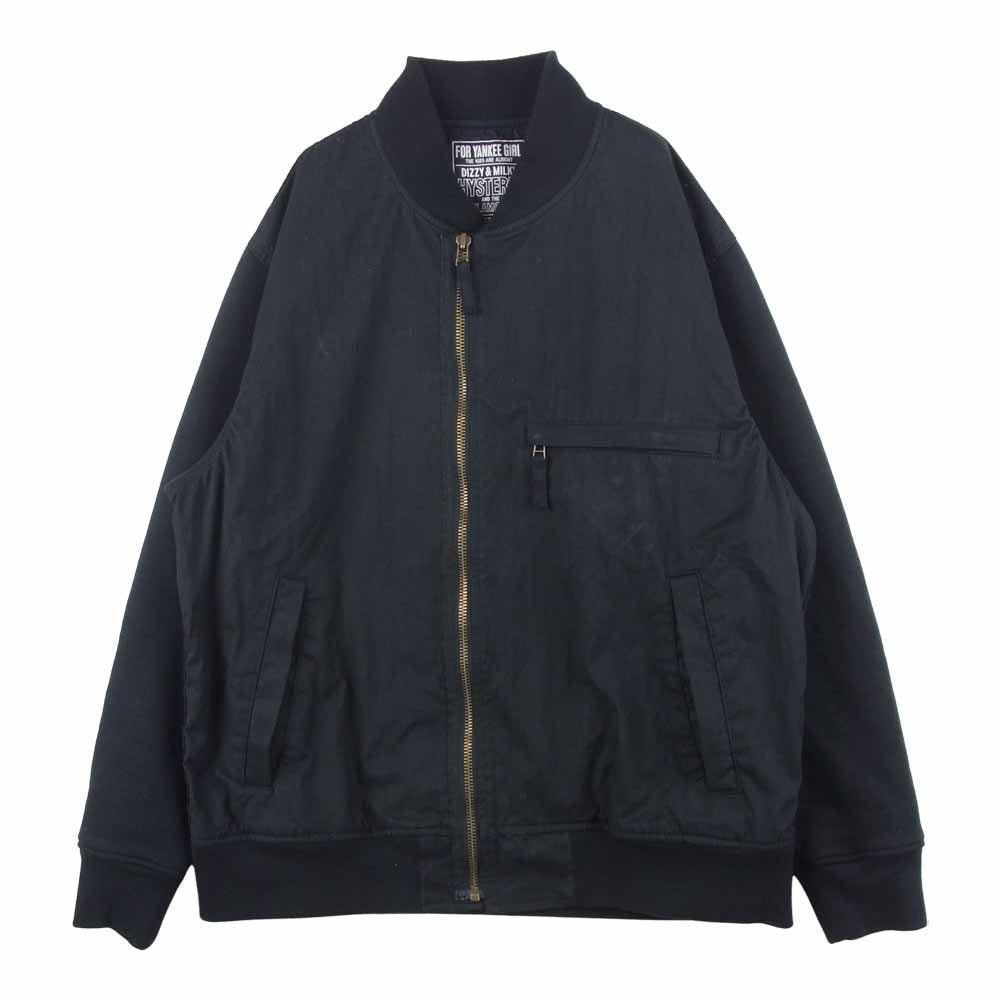 HYSTERIC GLAMOUR ヒステリックグラマー 02213AB08 MIDDLE FINGER リブ ブルゾン ジャケット ブラック系 L【中古】