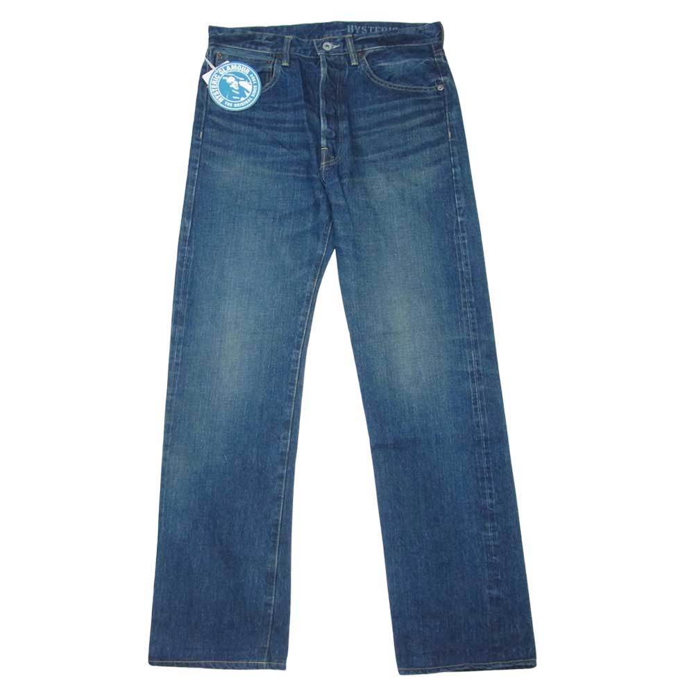 HYSTERIC GLAMOUR ヒステリックグラマー 02213AP17344 野口強 WW2 13oz OLD BLUE セルビッチ ストレート デニム パンツ インディゴブルー系 31inch【新古品】【未使用】【中古】