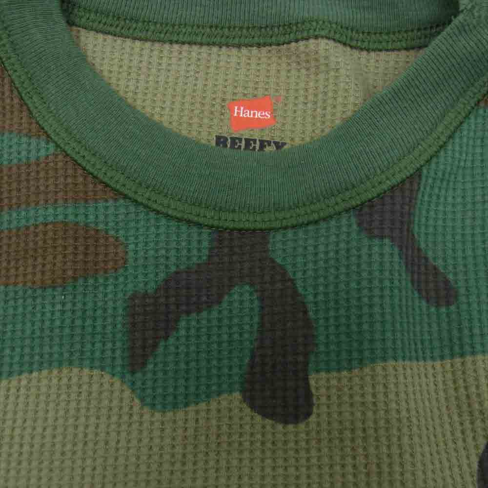 Supreme シュプリーム 19AW × Hanes ヘインズ BEEFY WAFFLE L/S TEE ビーフィー ワッフル サーマル 長袖 Tシャツ M【中古】