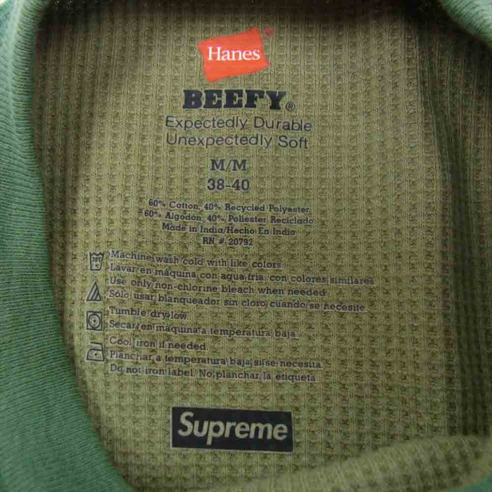 Supreme シュプリーム 19AW × Hanes ヘインズ BEEFY WAFFLE L/S TEE ビーフィー ワッフル サーマル 長袖 Tシャツ M【中古】