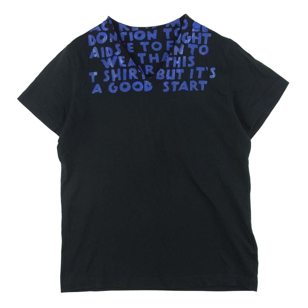 MAISON MARTIN MARGIELA メゾンマルタンマルジェラ ここのえ エイズ カットソー Vネック 半袖 Tシャツ ブラック系 S【中古】