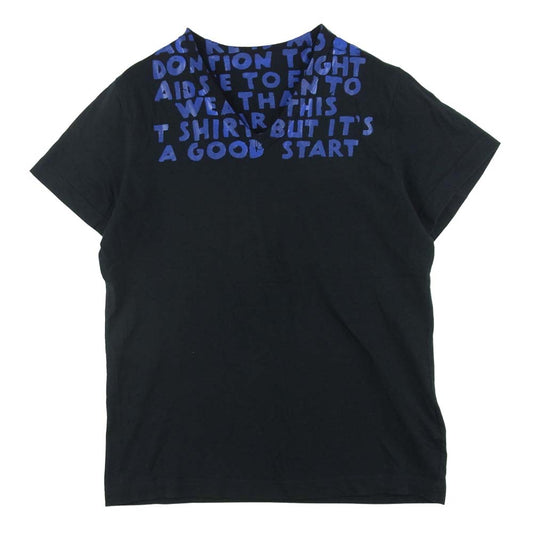 MAISON MARTIN MARGIELA メゾンマルタンマルジェラ ここのえ エイズ カットソー Vネック 半袖 Tシャツ ブラック系 S【中古】