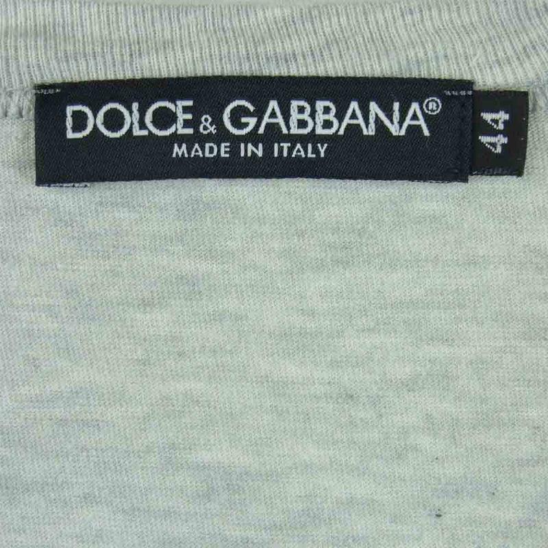 DOLCE&GABBANA ドルチェアンドガッバーナ MARTINI プリント Vネック 半袖 Tシャツ グレー系 44【中古】