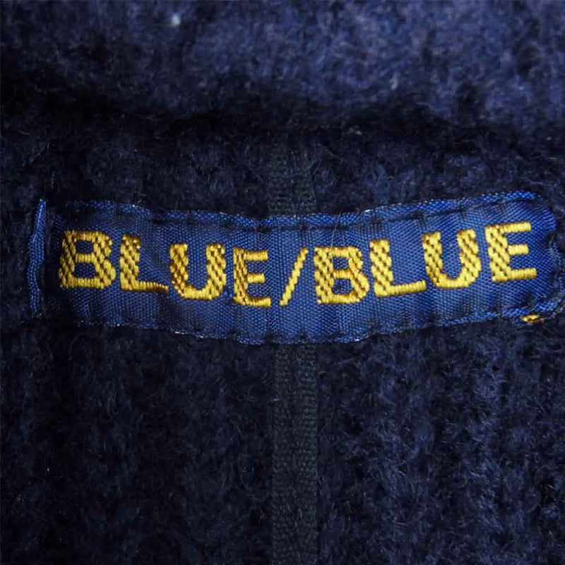 BLUE BLUE ブルーブルー 襟ボア 圧縮 ウール ニット ジャケット ネイビー系 2【中古】
