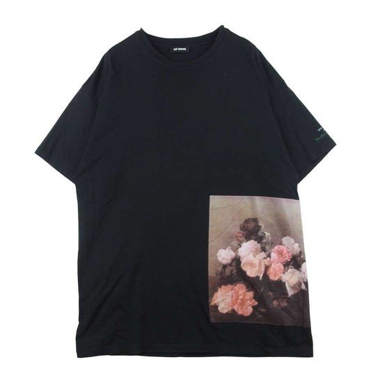 RAF SIMONS ラフシモンズ 18SS 権力の美学 JOY DIVISION Flowers ジョイディヴィジョン フラワープリント 半袖 Tシャツ ブラック系 XL【中古】