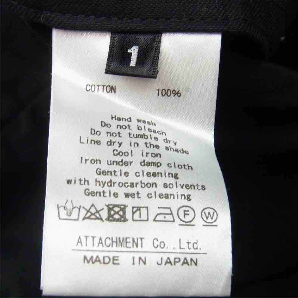 KAZUYUKI KUMAGAI ATTACHMENT カズユキクマガイアタッチメント 20SS KP02-005 ガスボイルシャンブレー ベルト付 ワイド テーパード パンツ ブラック系 1【美品】【中古】