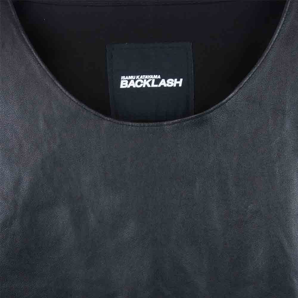 ISAMUKATAYAMA BACKLASH イサムカタヤマバックラッシュ 1763-01 インディアン シープ レザー ストレッチ 切替 半袖 Tシャツ ブラック系 S【極上美品】【中古】