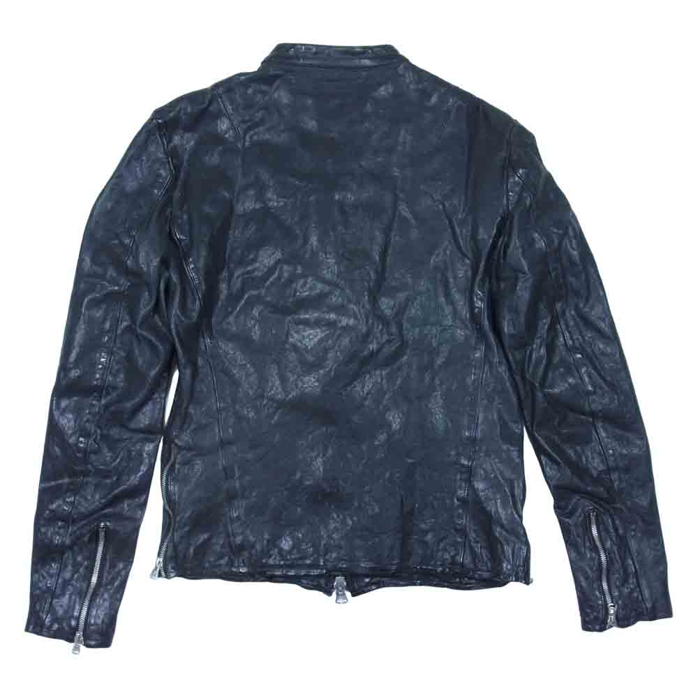 ISAMUKATAYAMA BACKLASH イサムカタヤマバックラッシュ 1842-02 フレンチショルダー 製品染め ワックス仕上げ シングル レザー ライダース ジャケット ブラック系 M【美品】【中古】