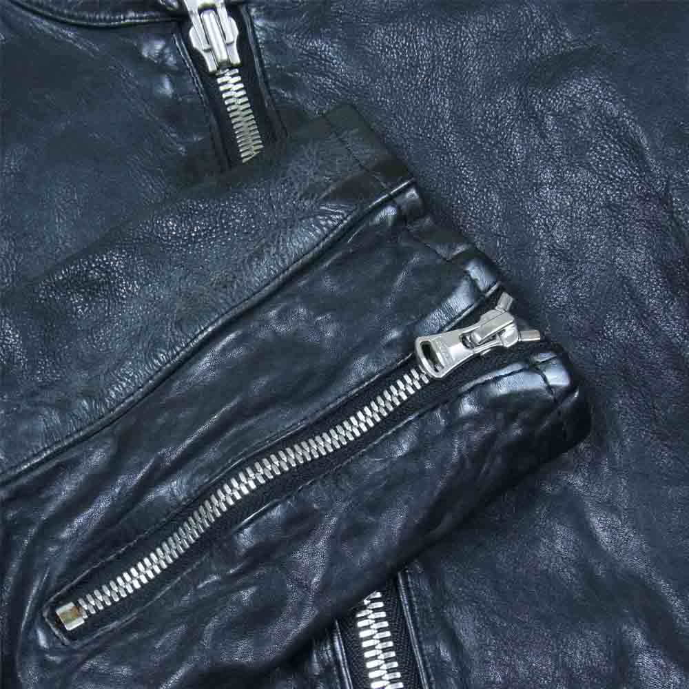 ISAMUKATAYAMA BACKLASH イサムカタヤマバックラッシュ 1842-02 フレンチショルダー 製品染め ワックス仕上げ シングル レザー ライダース ジャケット ブラック系 M【美品】【中古】
